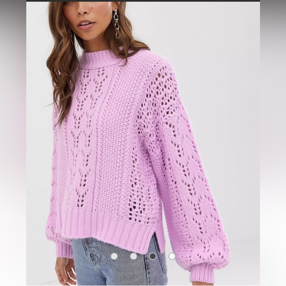 ASOS Lilac/Pink Sweater Open Stitch Bell Sleeve - Picture 2 of 6